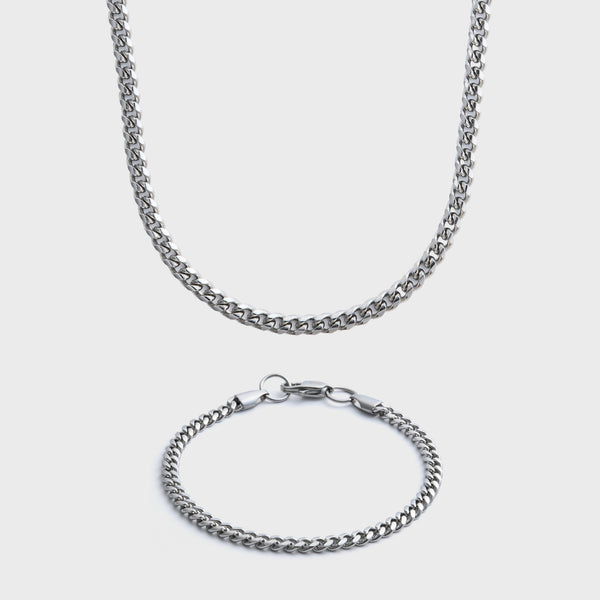 4mm Silver Cuban Gift Set