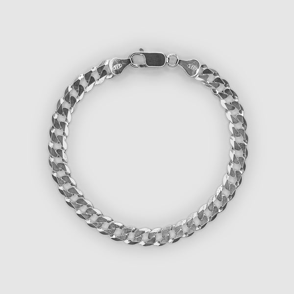 Silver Flat Curb 6mm Bracelet