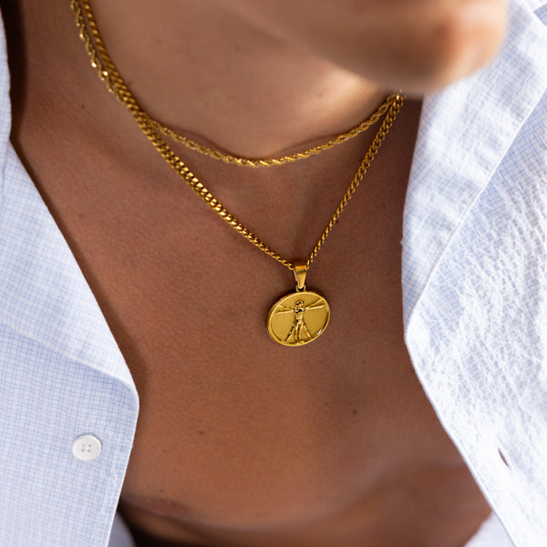 Gold Vitruvian Man Pendant