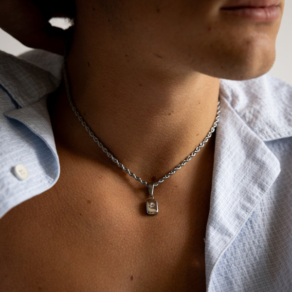 Silver North Star Pendant Rope Chain