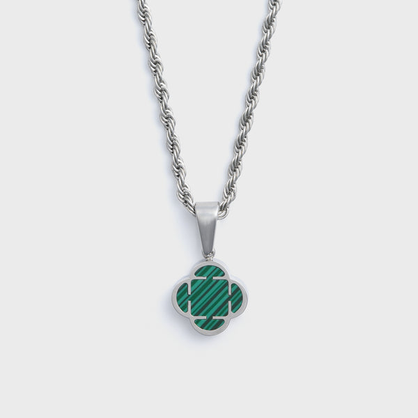 Silver Green Clover Pendant Rope
