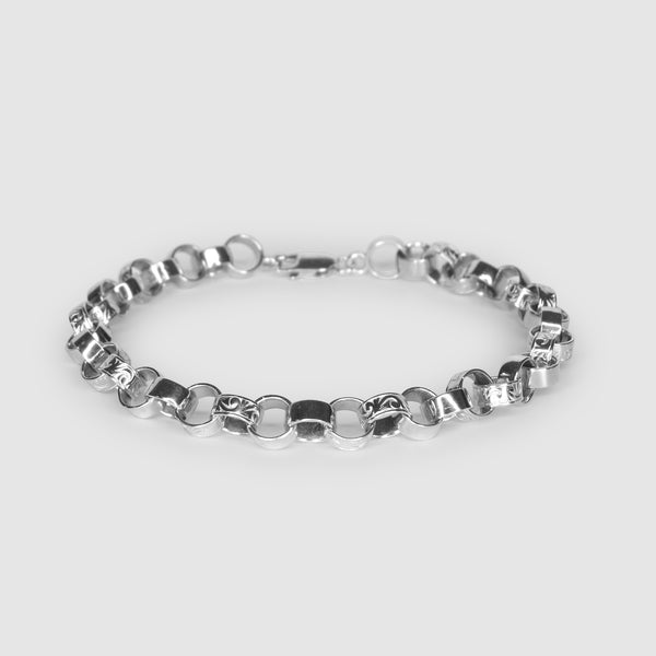 Silver Patterned Belcher Bracelet