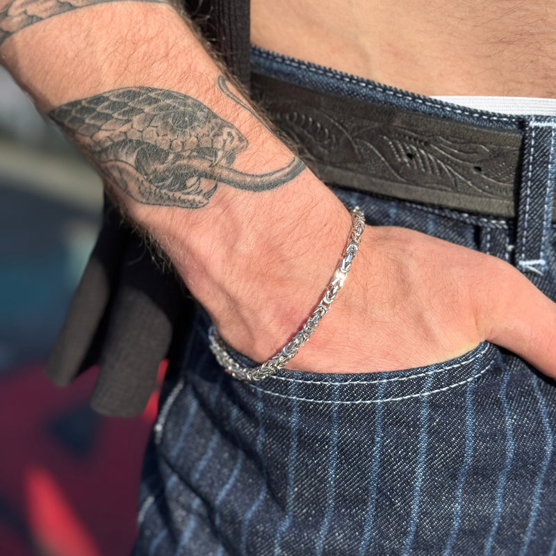 Silver 3.7mm Byzantine Bracelet