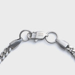 4mm Silver Cuban Bracelet Clasp Shot on light grey background