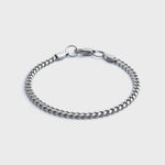 4mm Silver Cuban Bracelet Front Shot on light grey background