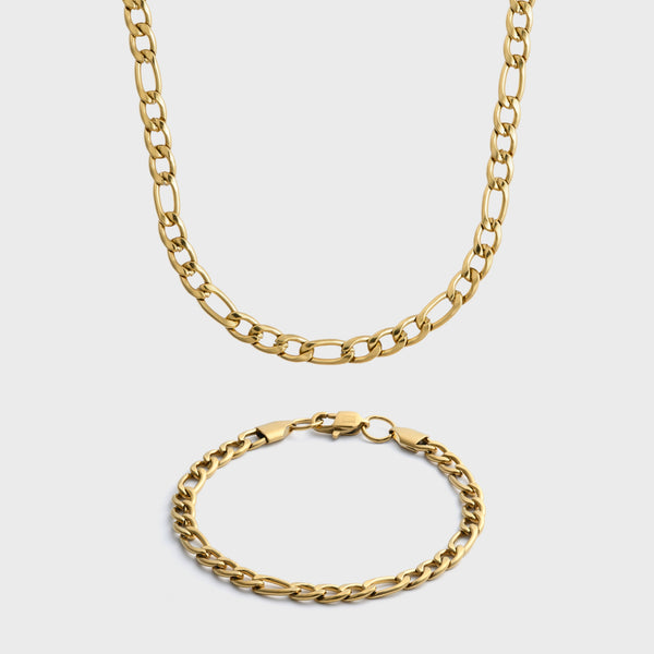 5mm Gold Figaro Gift Set