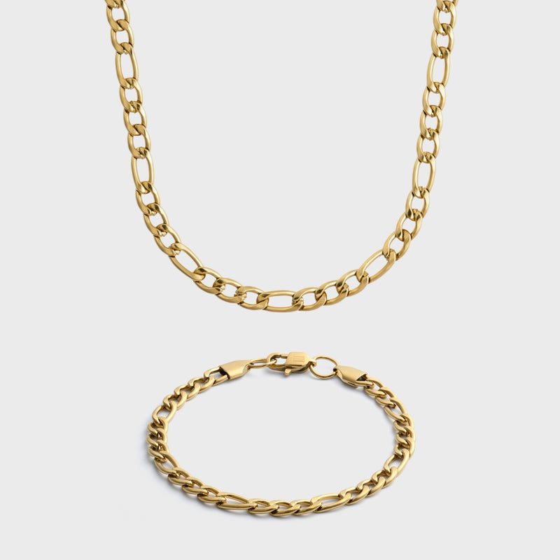 5mm Gold Figaro Gift Set