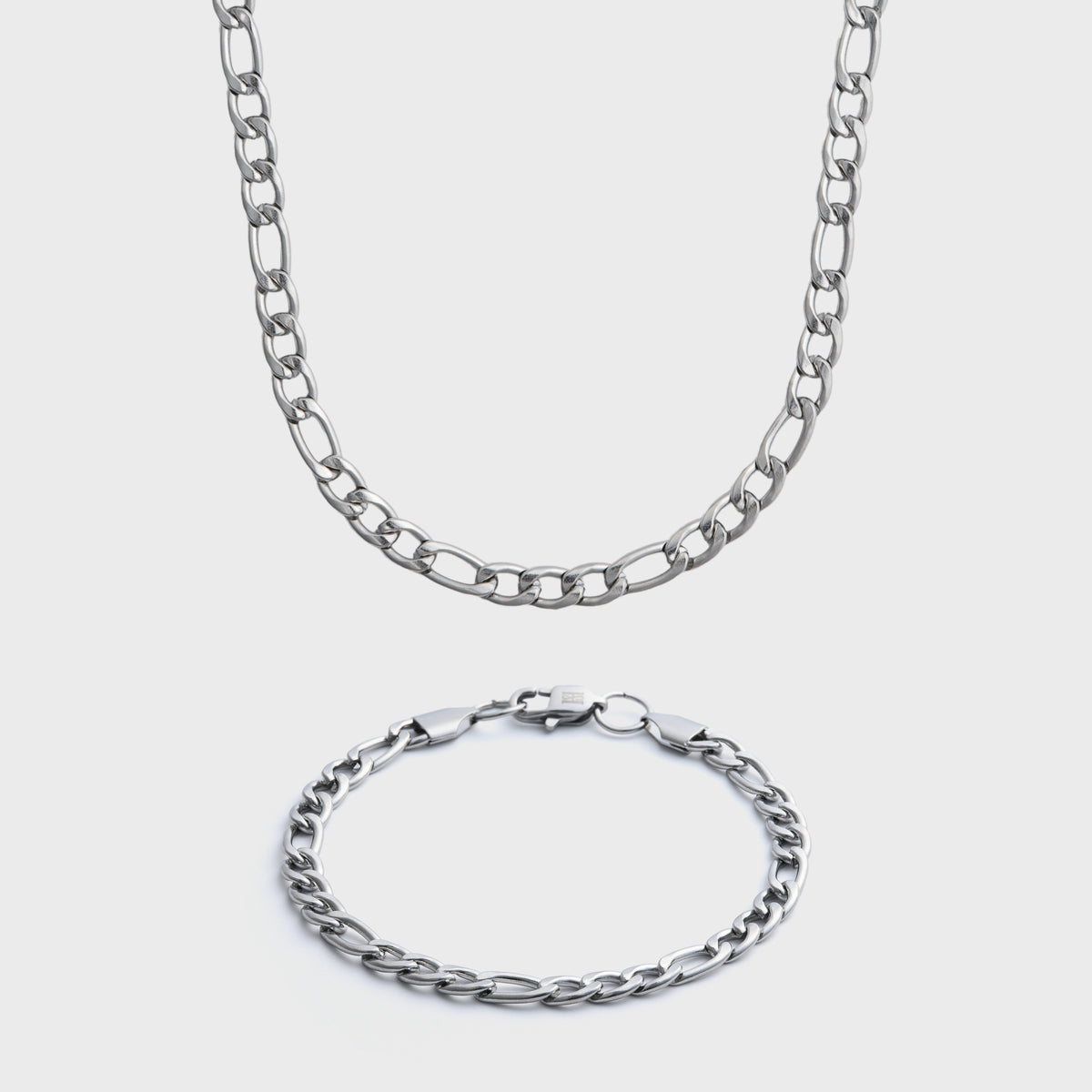 5mm Silver Figaro Gift Set