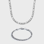 5mm Silver Figaro Gift Set