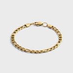 5mm Gold Figaro Bracelet Front Shot on light grey background