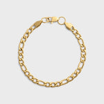 5mm Gold Figaro Bracelet Top Shot on light grey background