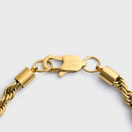 5mm Gold Rope Chain Bracelet Clasp Shot on light grey background