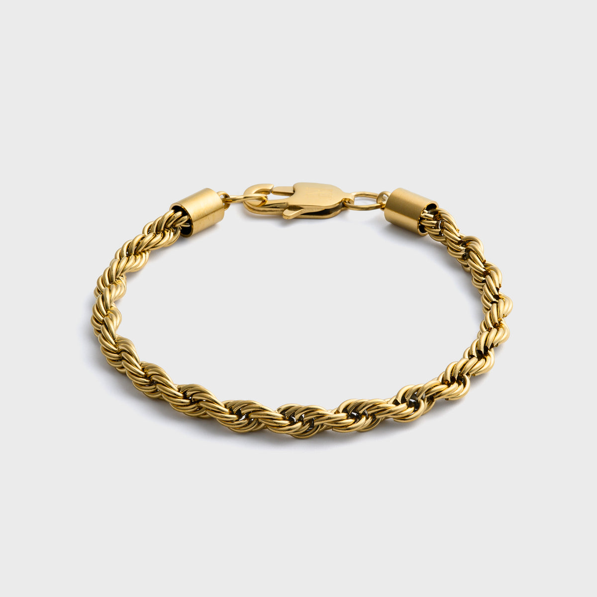 5mm Gold Rope Chain Bracelet Front Shot on light grey background