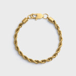 5mm Gold Rope Chain Bracelet Top Shot on light grey background