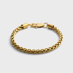 5mm Gold Wheat Bracelet Front Shot on light grey background