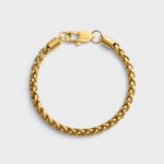 5mm Gold Wheat Bracelet Top Shot on light grey background