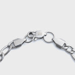 5mm Silver Figaro Bracelet Clasp Shot on light grey background