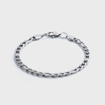 5mm Silver Figaro Bracelet Front Shot on light grey background