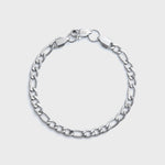 5mm Silver Figaro Bracelet Top Shot on light grey background