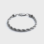 5mm Silver Rope Bracelet Front Shot on light gry background