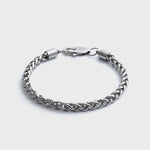 5mm Silver Wheat Bracelet Front Shot on light grey background