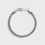 5mm Silver Wheat Bracelet Top Shot on light grey background