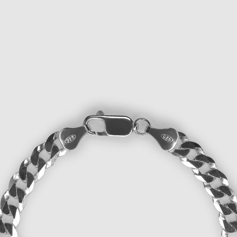 Silver Flat Curb 6mm Bracelet