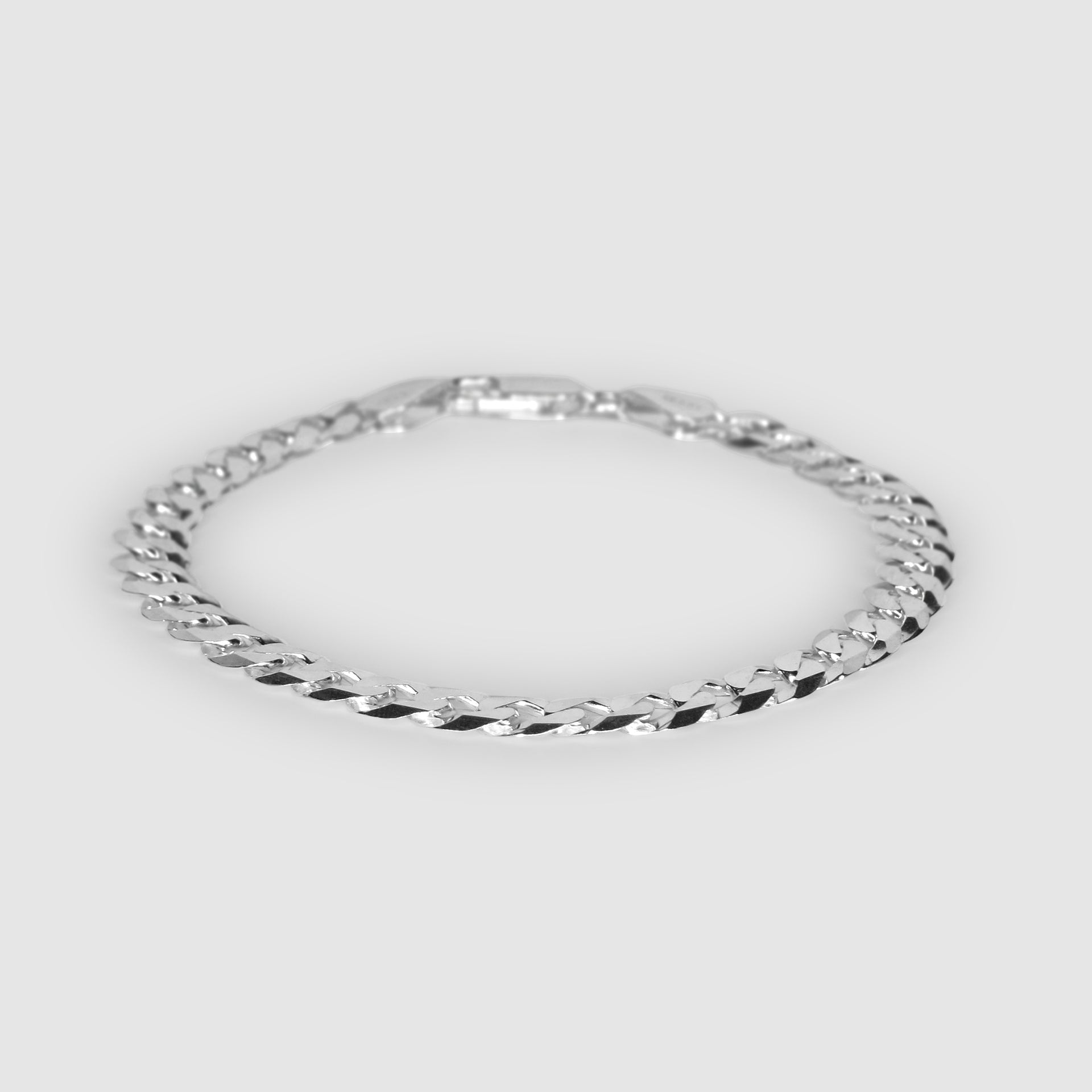 Silver Flat Curb Bracelet