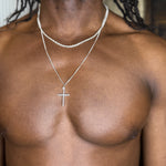 Silver Tubed Cross Necklace X Classic Curb