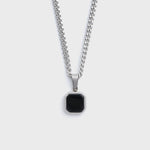 Silver Black Onyx Square Pendant