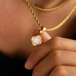 Gold White Clover Pendant Rope