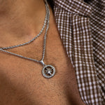 Silver Cut-Out Compass Pendant