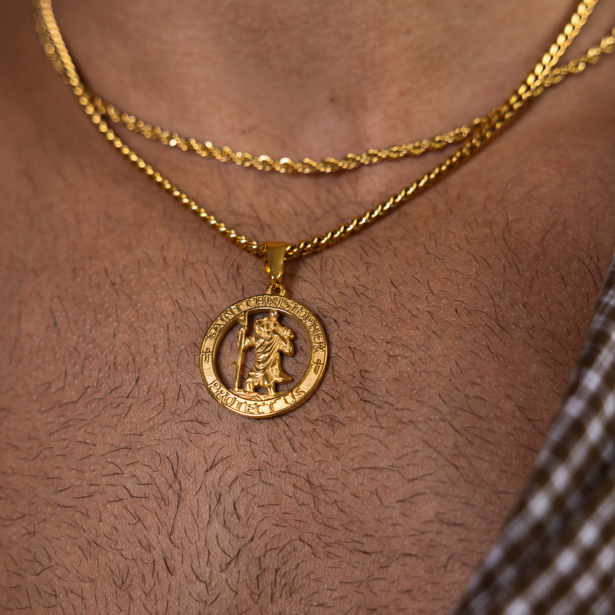 Gold Cut-Out St Christopher Pendant