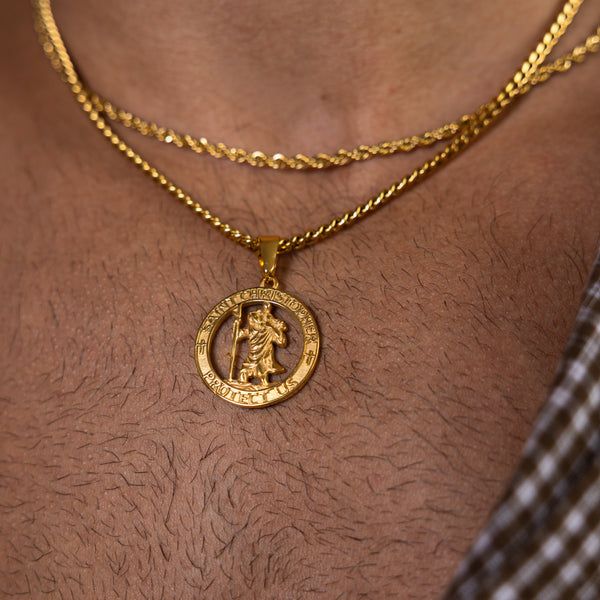 Gold Cut-Out St Christopher Pendant