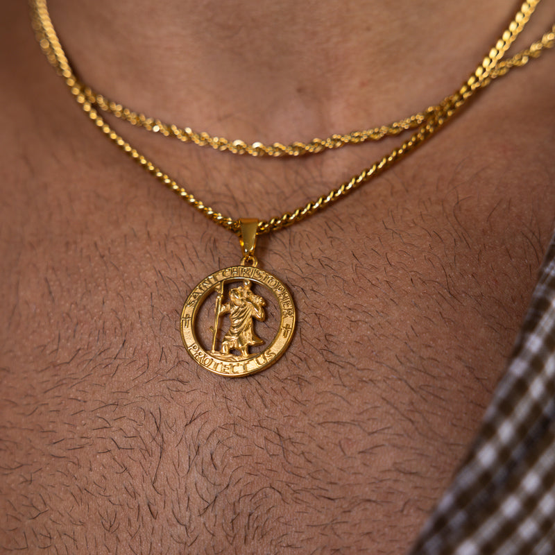 Gold Cut-Out St Christopher Pendant