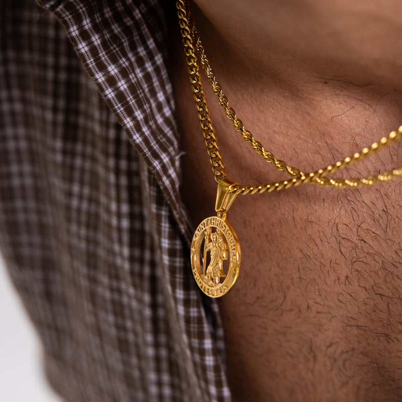 Gold Cut-Out St Christopher Pendant