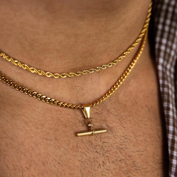 Gold T-Bar Pendant