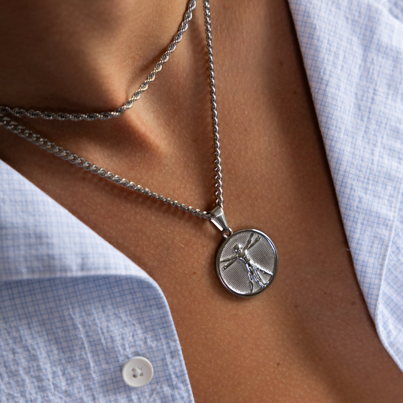 Silver Vitruvian Man Pendant
