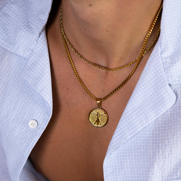 Gold Vitruvian Man Pendant