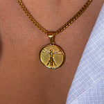 Gold Vitruvian Man Pendant