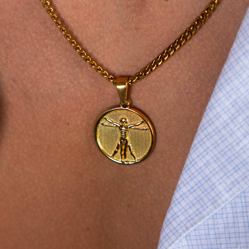 Gold Vitruvian Man Pendant