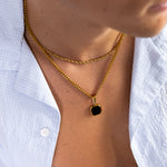 Gold Black Onyx Square Pendant Cuban