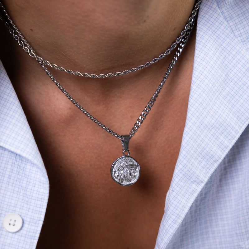 Silver Greek Head Pendant Cuban