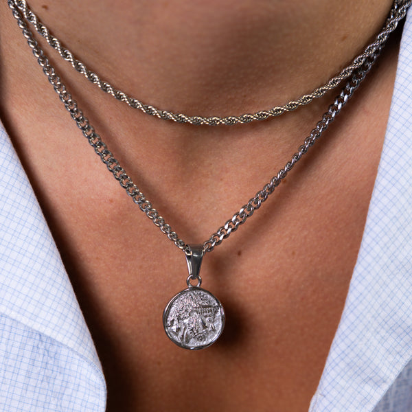 Silver Greek Head Pendant Cuban