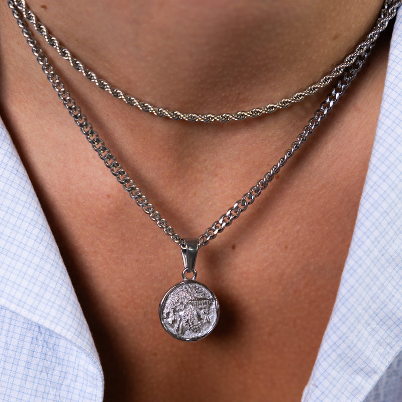 Silver Greek Head Pendant Cuban