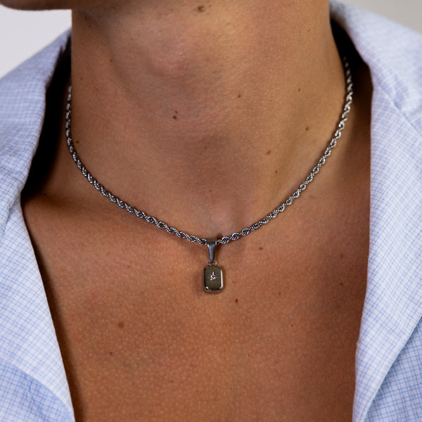 Silver North Star Pendant Rope Chain