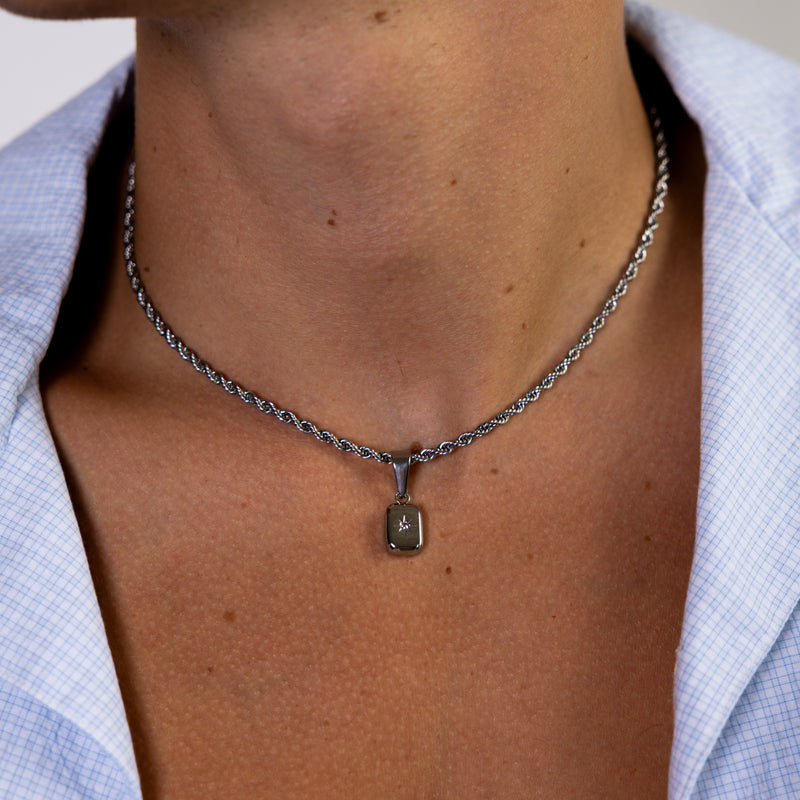 Silver North Star Pendant Rope Chain