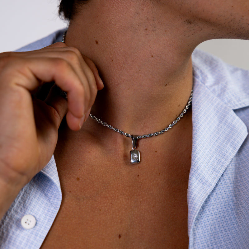 Silver North Star Pendant Rope Chain