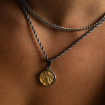 Silver & Gold Greek Head Pendant Cuban