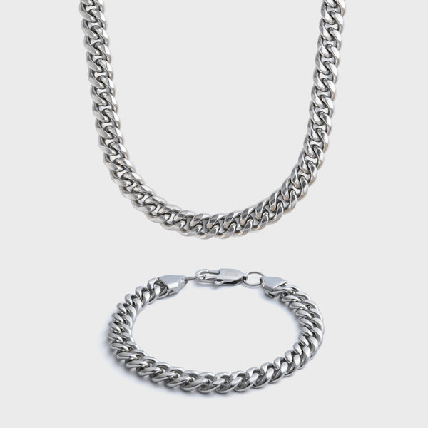 8mm Silver Cuban Gift Set